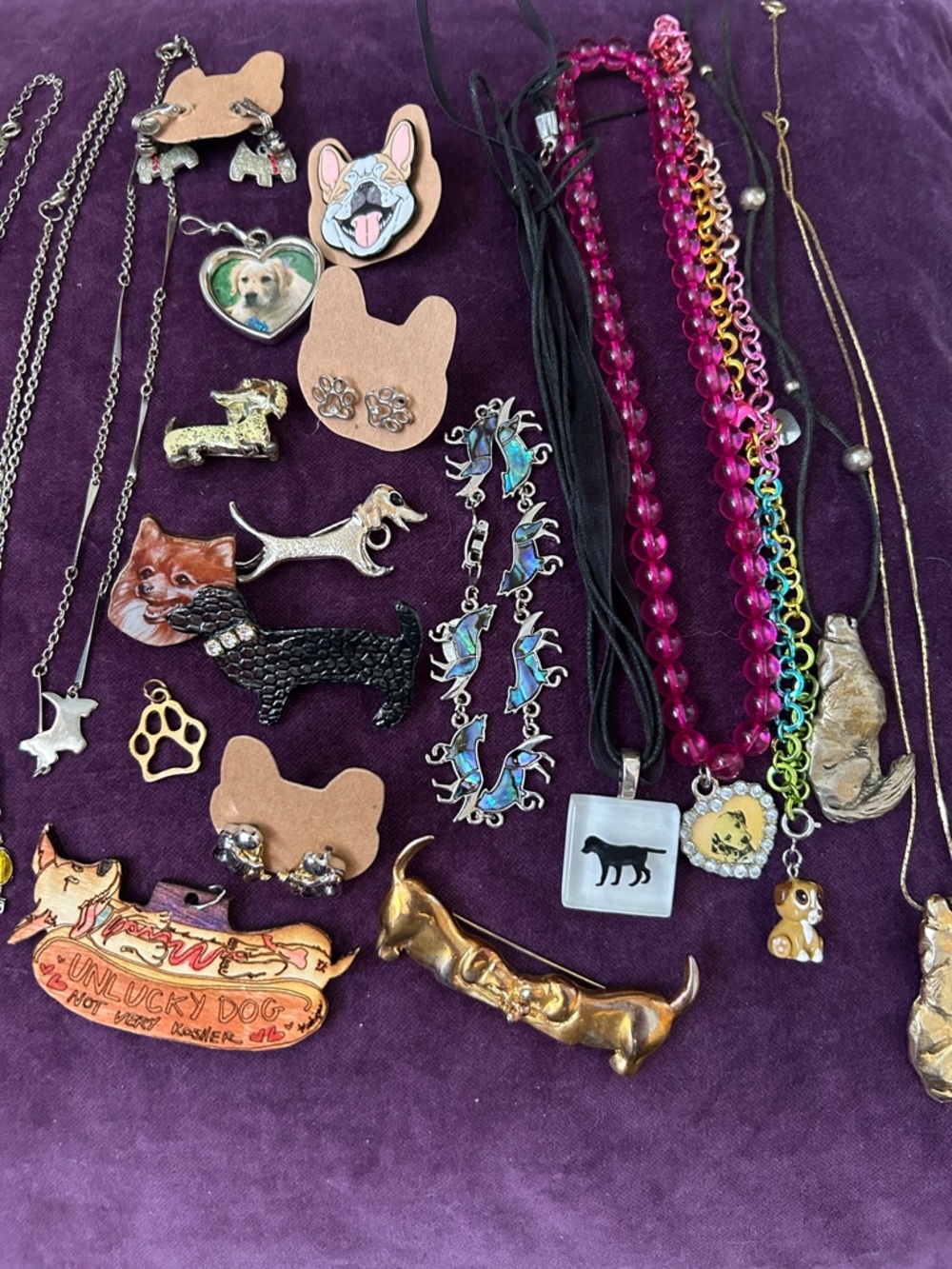Dog and wolf themed jewelry lot